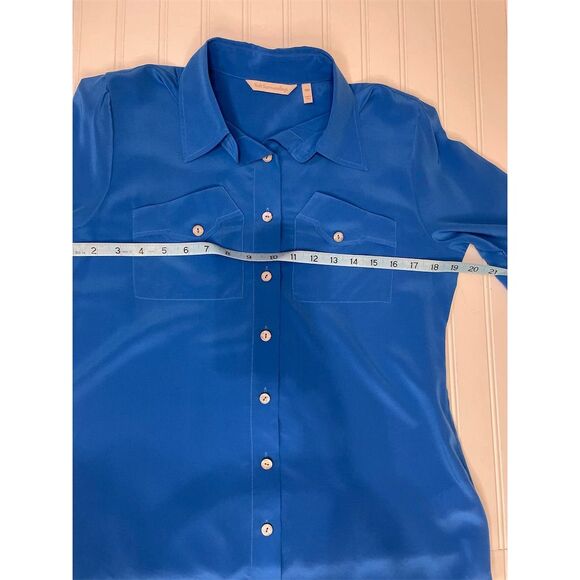 Soft Surroundings Women's XS Petite Blue 100% Silk Button-Up Shirt 3/4 Sleeve - Picture 13 of 14